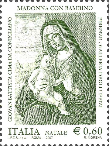 Francobollo Madonna con Bambino, Opera di Giovan Battista Cima da Conegliano -  2007