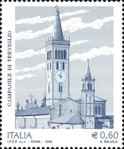 Francobollo Campanile di Treviglio -  2008