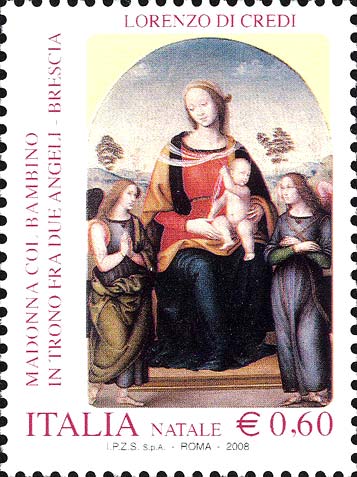 Francobollo Madonna col Bambino, Opera di Lorenzo di Credi -  2008