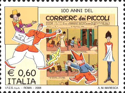 Francobollo Copertina del Primo Numero del Corriere dei Piccoli -  2008