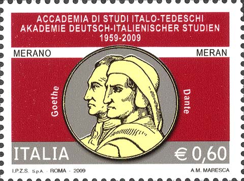 Francobollo Effigi di Goethe e Dante Alighieri -  2009