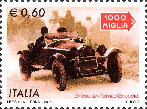 Francobollo Vettura Alfa Romeo Durante la Mille Miglia del 1931 -  2009
