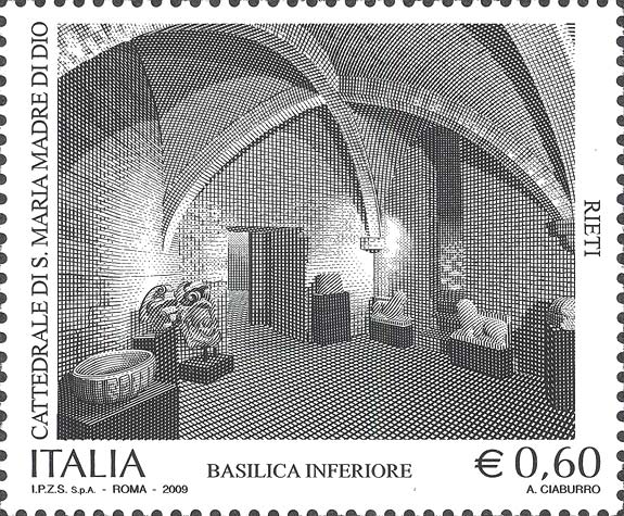 Francobollo Interno della Cattedrale di S.Maria Madre di Dio, a Rieti -  2009