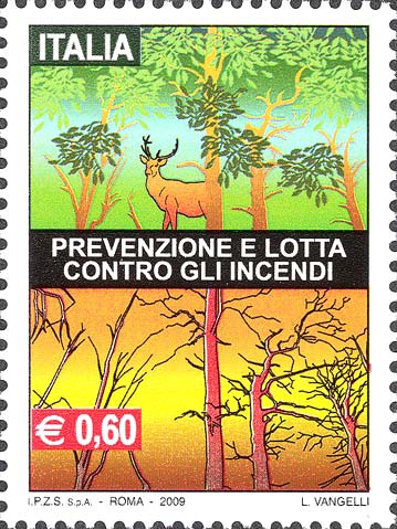 Francobollo Paesaggio Naturale e Incendio -  2009