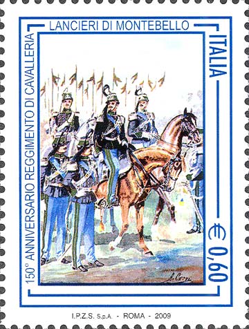 Francobollo Ufficiali e Tromba dei Cavalleggeri di Montebello, Opera di Antonio Cervi -  2009