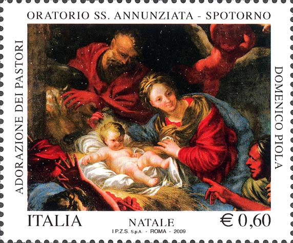 Francobollo Adorazione dei Pastori, Opera di Domenico Piola -  2009