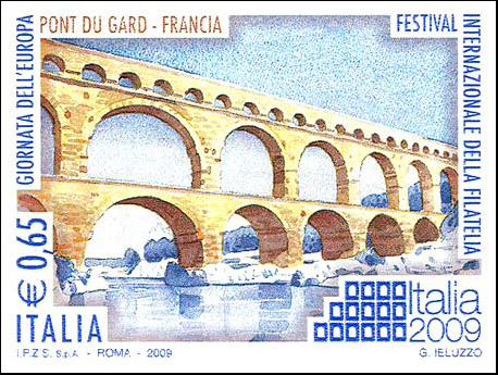 Francobollo Pont du Gard, Francia -  2009