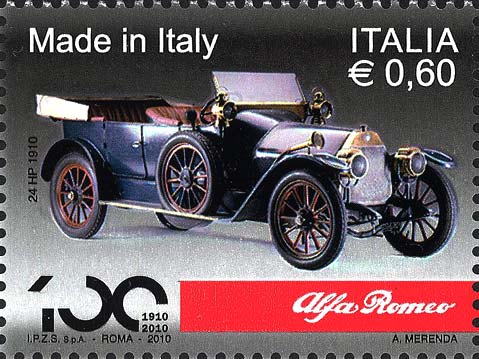 Francobollo Alfa Romeo 24 HP, Vettura del 1910 -  2010