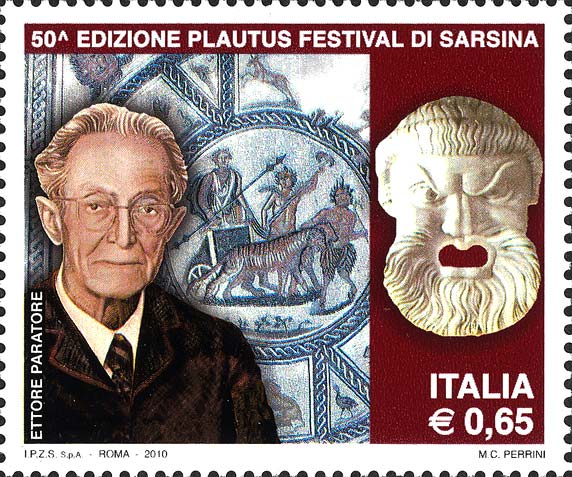 Francobollo Ettore Paratore e Maschera Teatrale -  2010