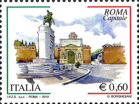 Francobollo Piazzale di Porta Pia, a Roma -  2010