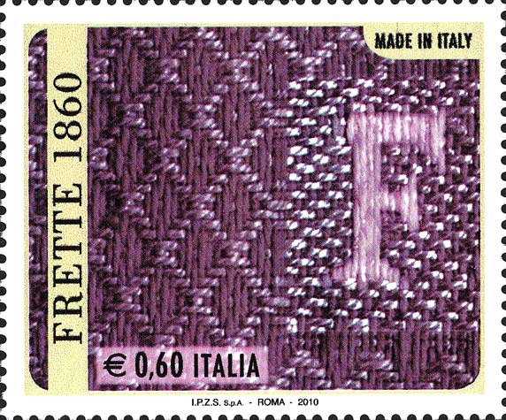 Francobollo Particolare di Tessuto con Lettera F -  2010