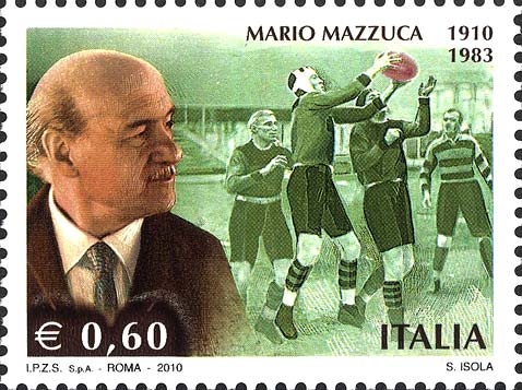Francobollo Ritratto di Mario Mazzuca e Rugbisti -  2010