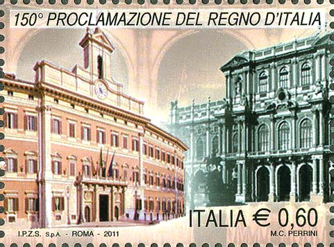 Francobollo Palazzo Montecitorio e Palazzo Carignano -  2011