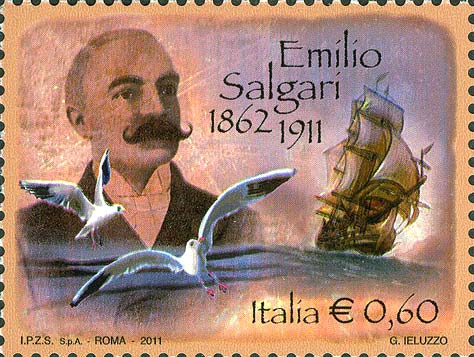 Francobollo Emilio Salgari e Vascello -  2011