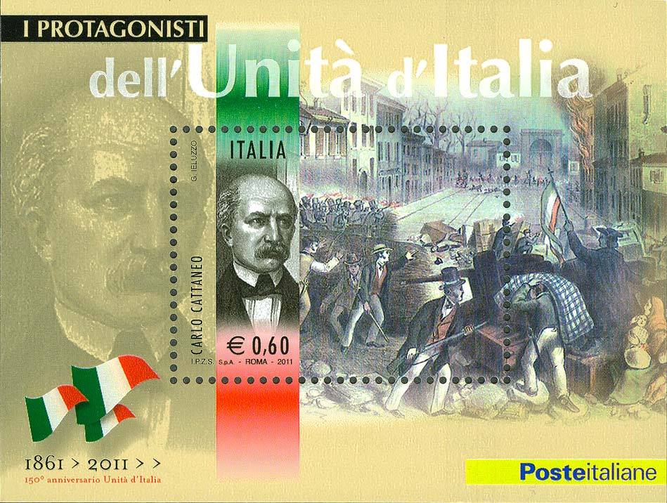 Francobollo Carlo Cattaneo (Blocco Foglietto) -  2011