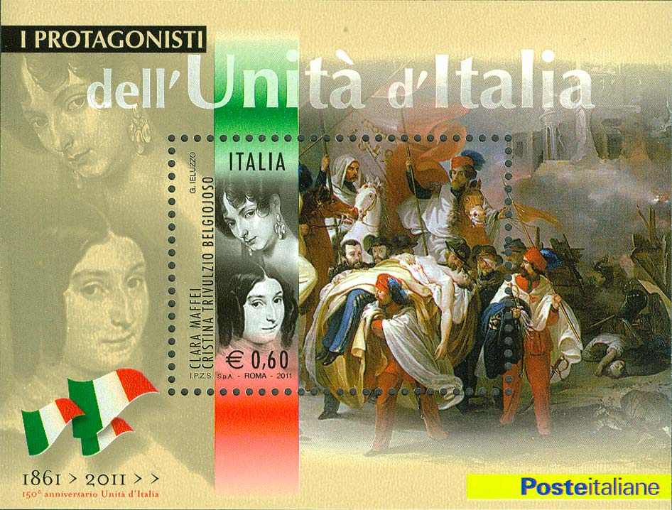 Francobollo Clara Maffei e Cristina Trivulzio Belgiojoso (Blocco Foglietto) -  2011