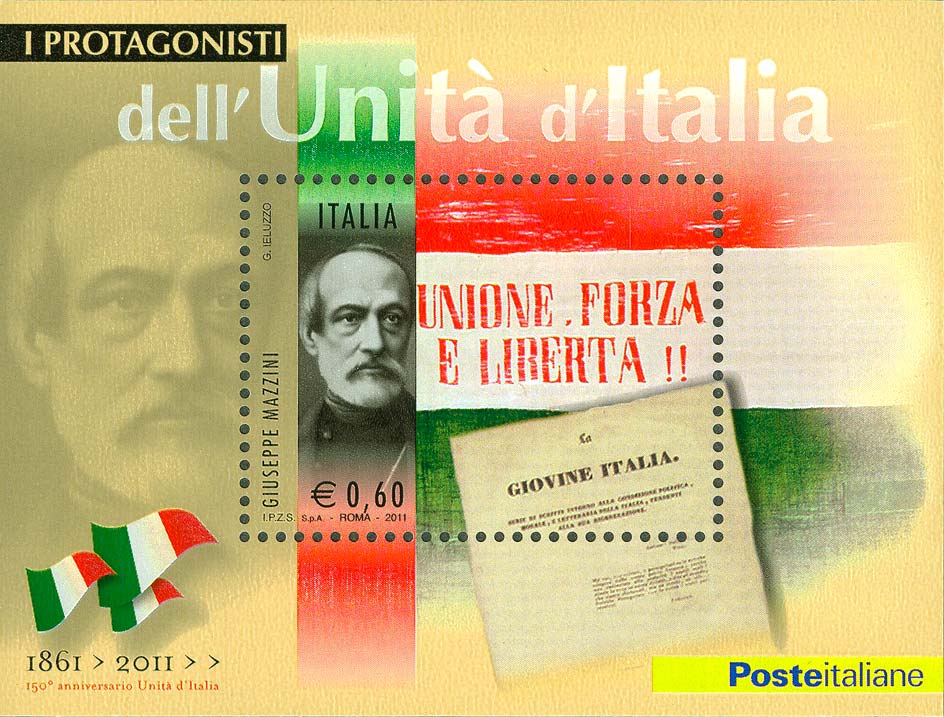 Francobollo Giuseppe Mazzini (Blocco Foglietto) -  2011