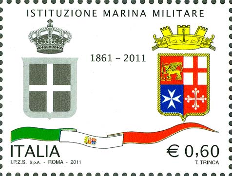 Francobollo Stemmi dei Savoia e della Marina Militare -  2011