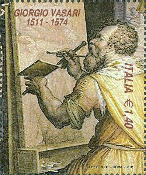 Francobollo San Luca Dipinge la Vergine, Opera di Giorgio Vasari -  2011