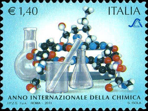 Francobollo Strumenti Chimici e Molecola -  2011
