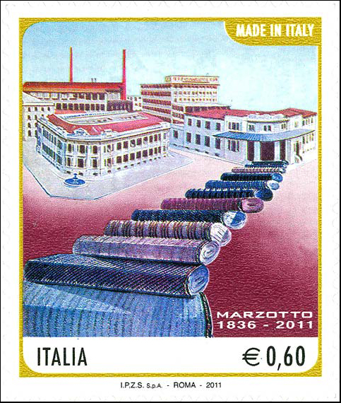 Francobollo Lanificio Marzotto e Rotoli di Tessuto -  2011