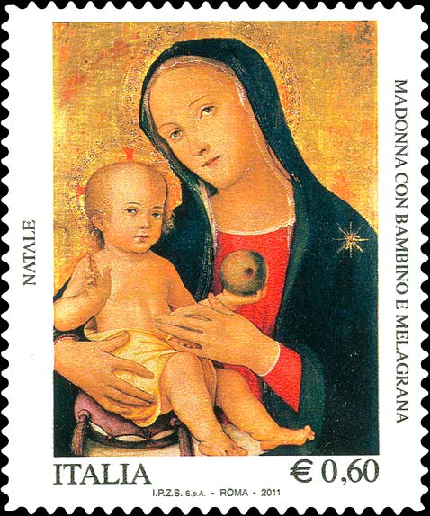 Francobollo Madonna con Bambino e Melagrana -  2011