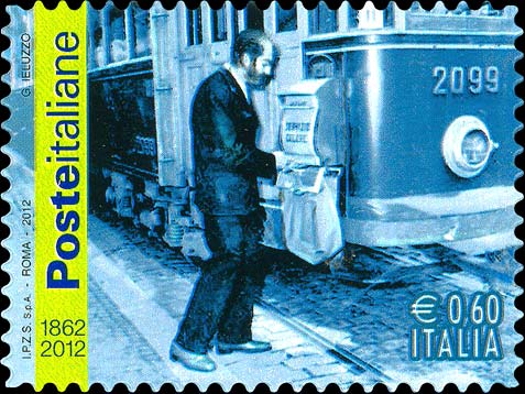 Francobollo Cassetta Postale su Tram -  2012