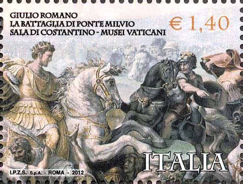 Francobollo Battaglia di Ponte Milvio, Opera di Giulio Romano -  2012