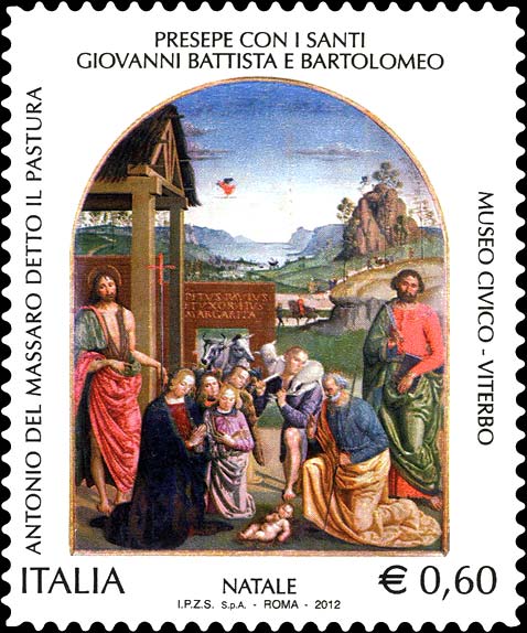Francobollo Presepe con S. Giovanni e Bartolomeo, Opera del Pastura -  2012