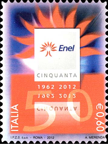 Francobollo Logo dell'ENEL e Fiamma Stilizzata -  2012