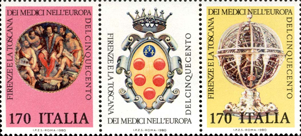 Francobollo Cosimo de Medici e Sfera Armillare -  1980