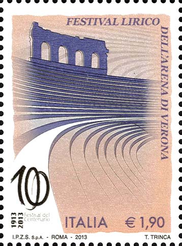 Francobollo Gradinate dell'Arena di Verona -  2013