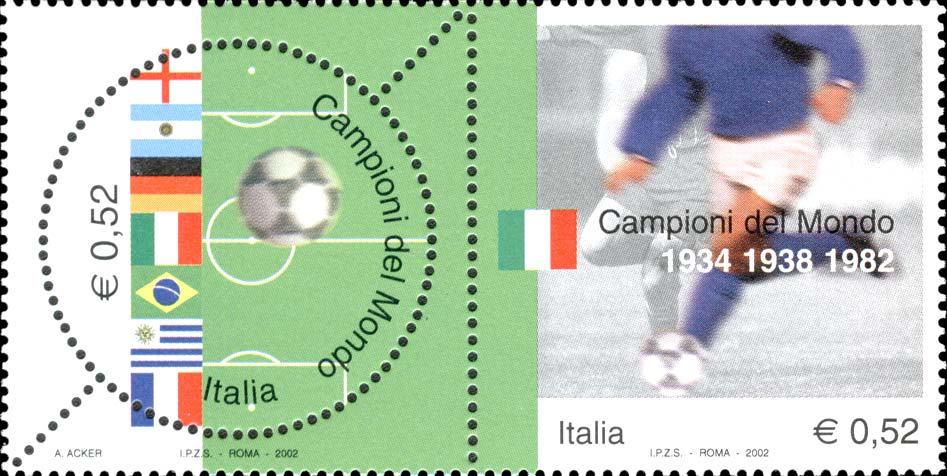 Francobollo Calciatore e Bandiere -  2002