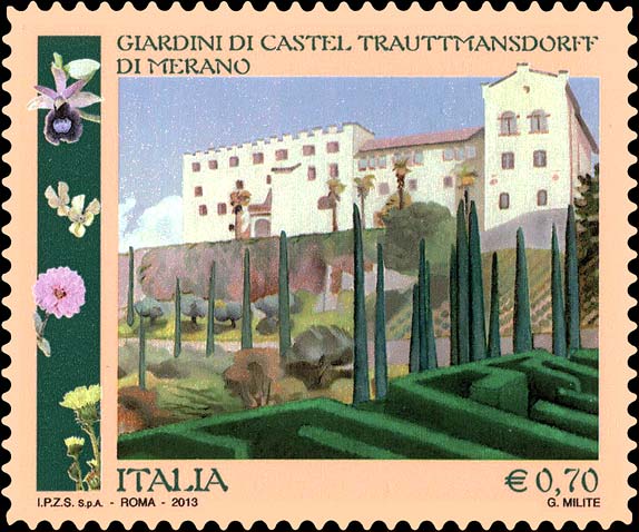 Francobollo Giardini di Castel Trauttmansdorff, a Merano -  2013