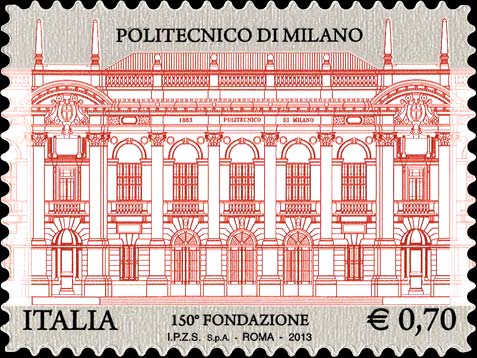Francobollo Facciata della Sede Principale del Politecnico di Milano -  2013