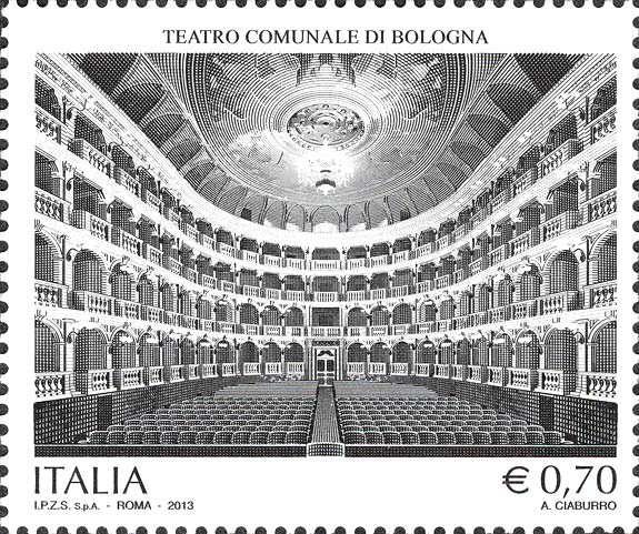 Francobollo Sala del Teatro Comunale di Bologna -  2013