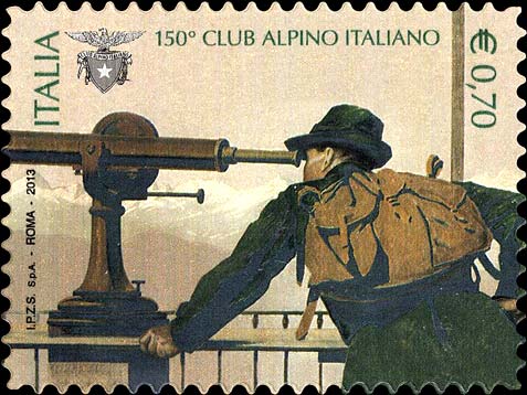 Francobollo Alpinista e Cannocchiale -  2013