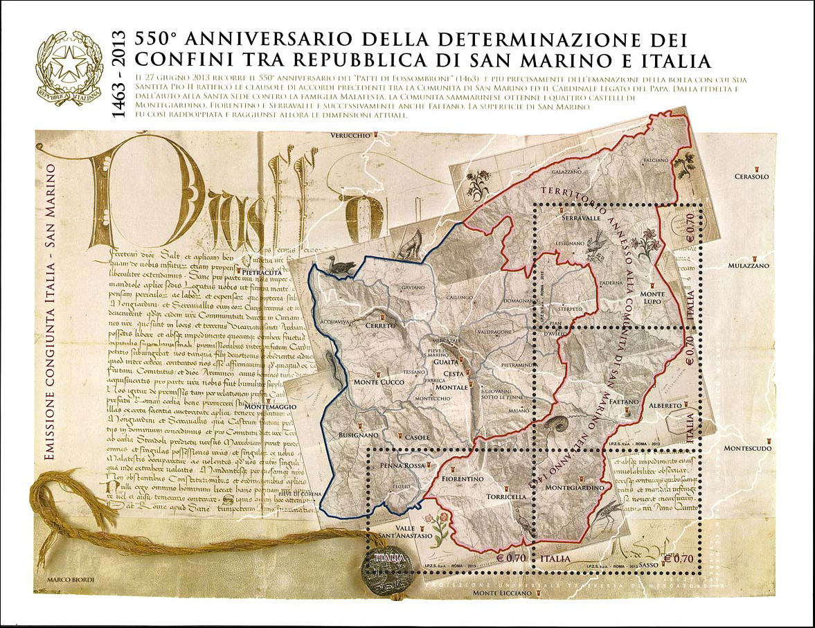 Francobollo Mappa di San Marino -  2013