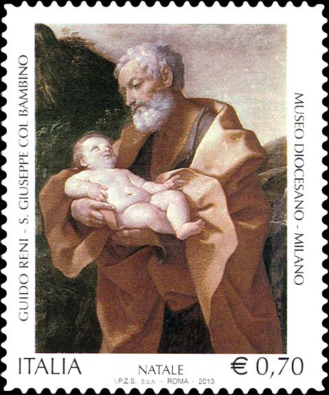 Francobollo S. Giuseppe col Bambino, Opera di Guido Reni -  2013