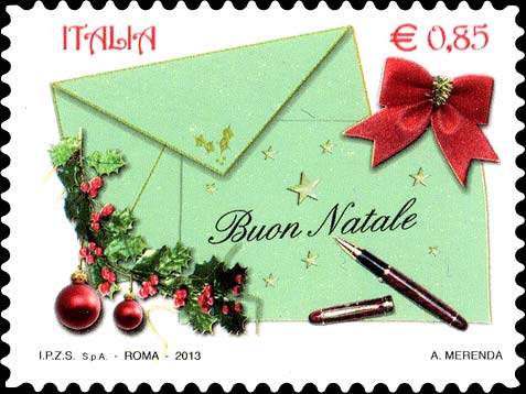 Francobollo Buste e Decorazioni Natalizie -  2013