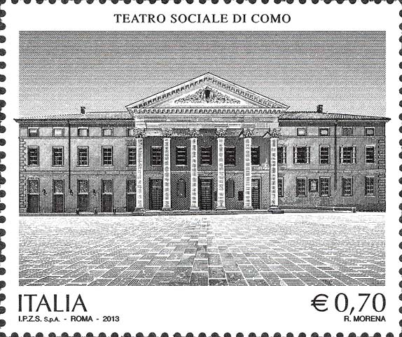 Francobollo Facciata del Teatro Sociale di Como -  2013