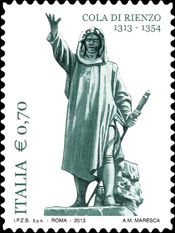 Francobollo Statua di Cola di Rienzo, Opera di G. Masini -  2013