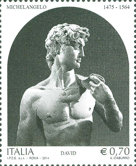 Francobollo David, Scultura di Michelangelo -  2014
