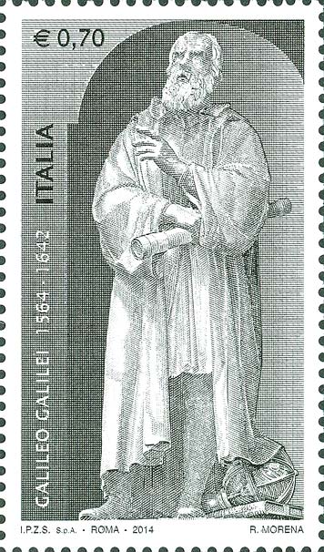 Francobollo Statua di Galileo Galilei, Opera di A. Costoli -  2014