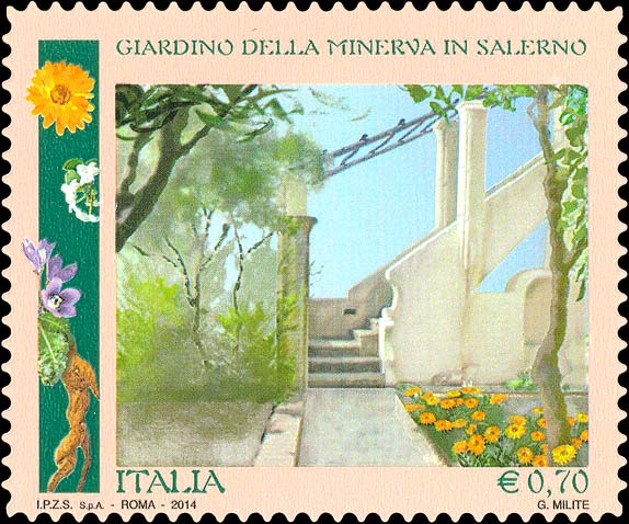 Francobollo Giardino della Minerva, Salerno -  2014