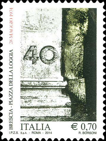Francobollo Colonna Sbrecciata in Piazza della Loggia -  2014