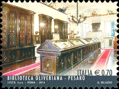 Francobollo Biblioteca Oliveriana, Pesaro -  2014