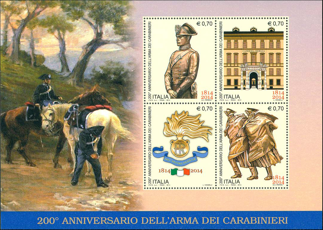 Francobollo Carabinieri a Cavallo, Dipinto di G. Brunori -  2014