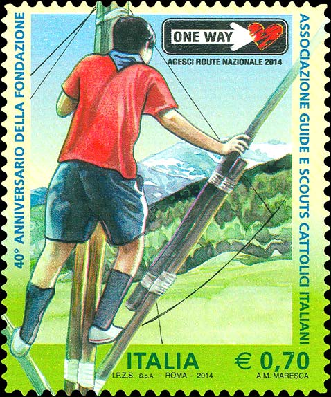 Francobollo Scout su Costruzione in Legno -  2014