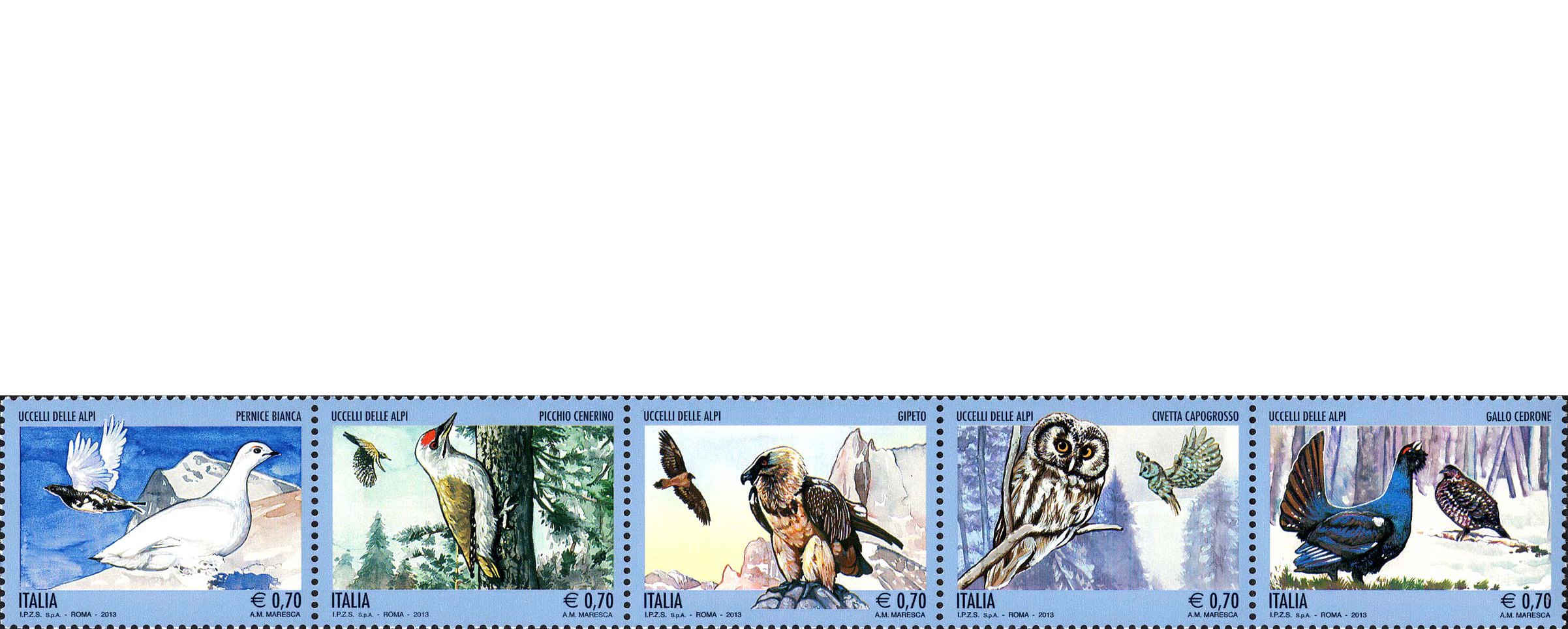 Francobollo Uccelli delle Alpi -  2013